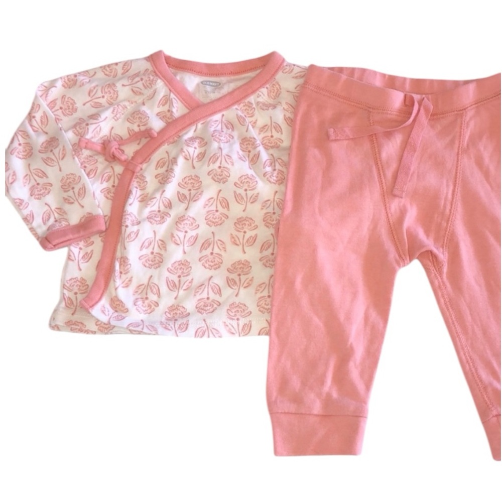 Old Navy Kimono Pant Set 6-12m Pink & White Flower